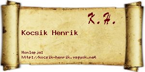 Kocsik Henrik névjegykártya